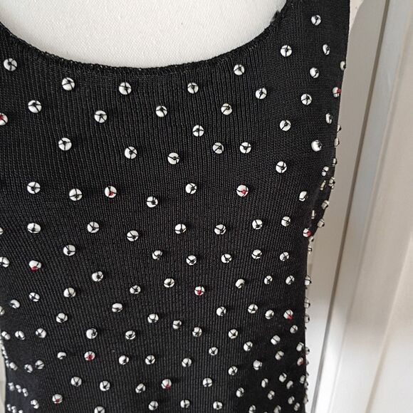 Sigrid Olsen black slinky‎ women's beaded front black top L - Picture 2 of 9